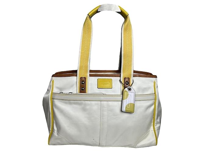Borsa a mano in cotone bianco Coach Mercer satchel 24