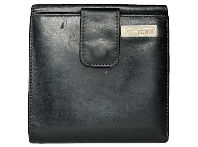 Portafoglio in pelle nera Fendi Nero