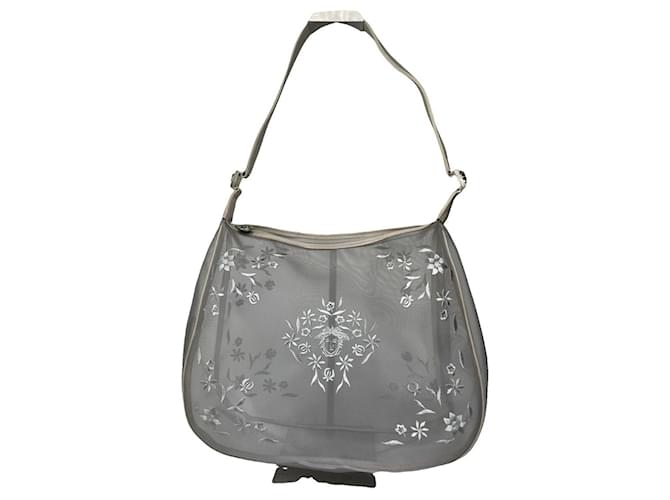 Borsa a mano in poliestere argento Gianni Versace