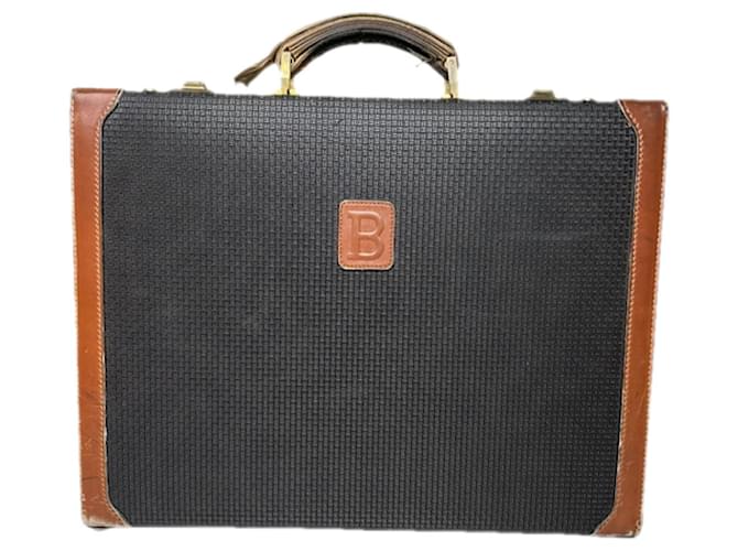 Borsa da viaggio in pelle nera Bally Nero