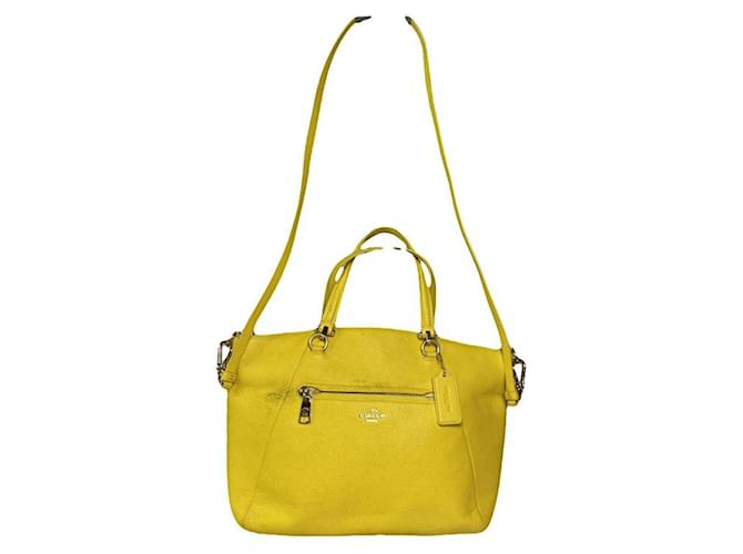 Borsa in pelle gialla Sufflette Signature di Coach Giallo