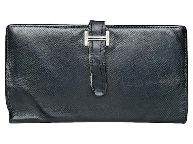 Portafoglio in pelle nera Hermès Constance Nero