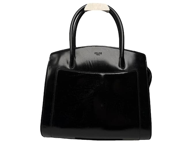 Céline Borsa a mano in pelle verniciata nera Trapèze di Celine Nero