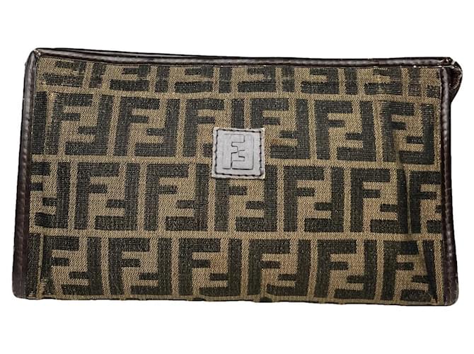 Clutch in cotone marrone Fendi Baguette