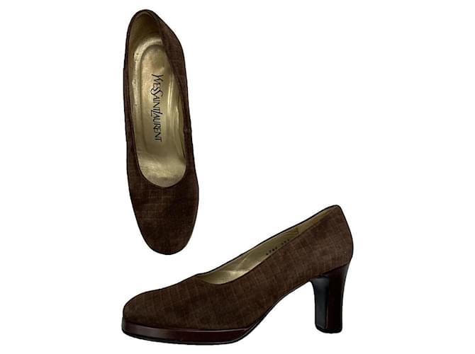 Tacco in pelle marrone Yves Saint Laurent