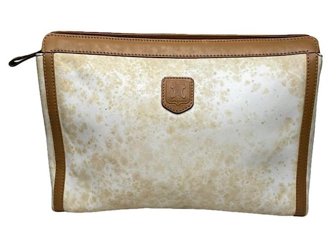 Céline Clutch in pelle bianca vintage Celine Triomphe Bianco