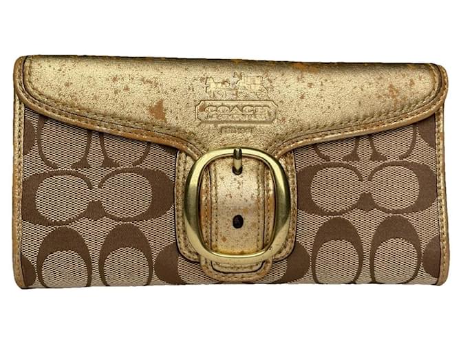 Portafoglio in pelle dorata Coach D'oro