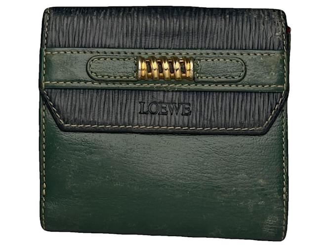 Portafoglio in pelle verde Loewe Puzzle