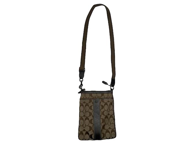 Borsa in cotone marrone Sufflette Signature di Coach