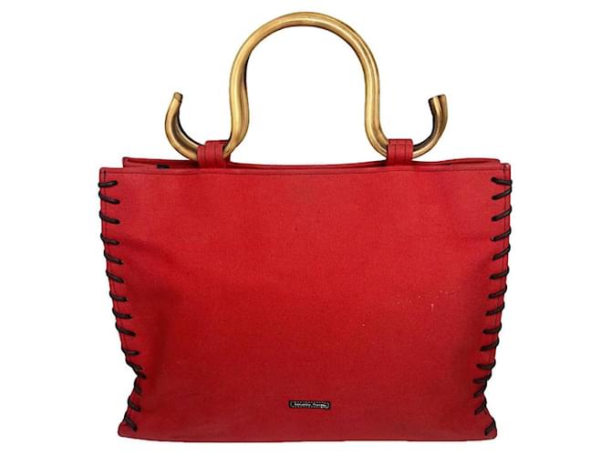 Autre Marque Borsa a mano in cotone rosso Samantha Thavasa