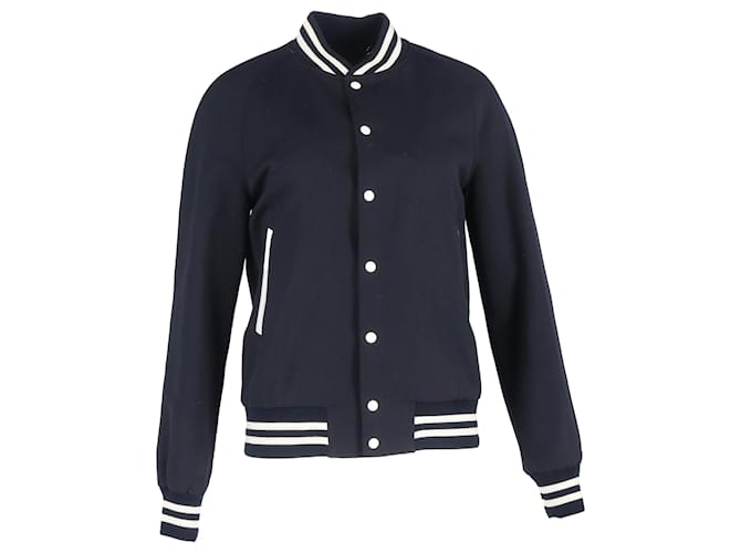 Giacca Varsity a Righe Sandro Paris in Poliestere Blu Navy