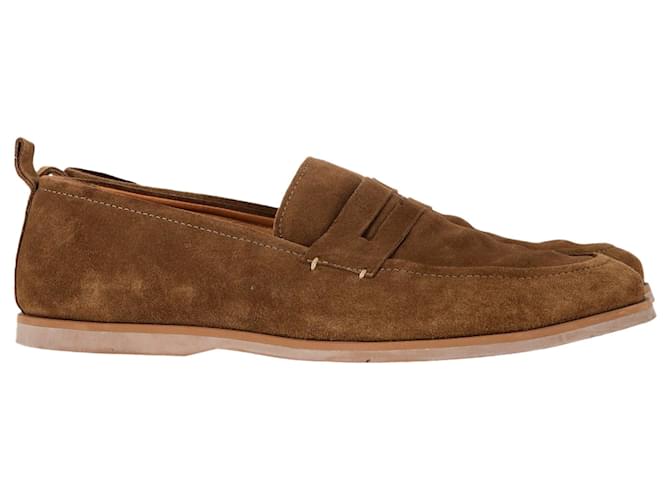 Autre Marque Sig. P. Penny Loafers Rigenerati in Camoscio Marrone Rosso