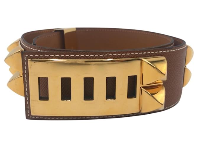 Cintura in pelle marrone e oro Collier de Chien di Hermès D'oro