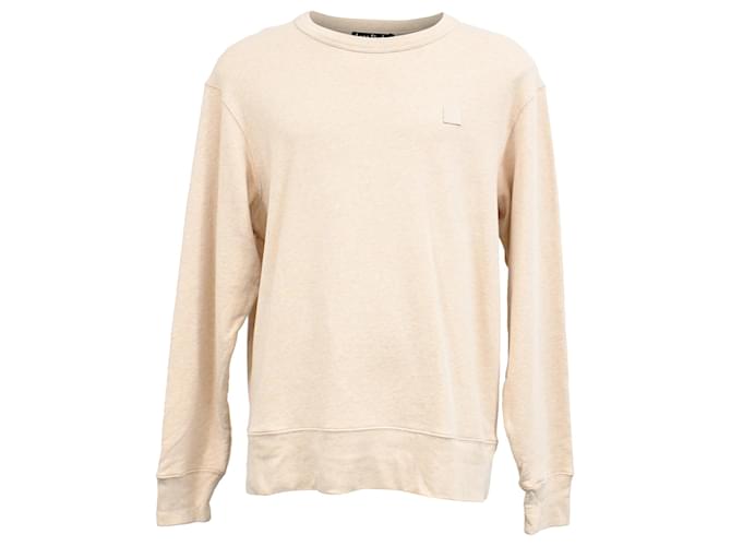 Felpa Oversized con Patch Viso Acne Studios in Cotone Beige