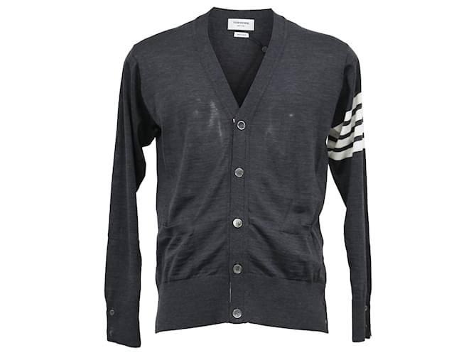 Cardigan grigio in cashmere con bottoni Thom Browne