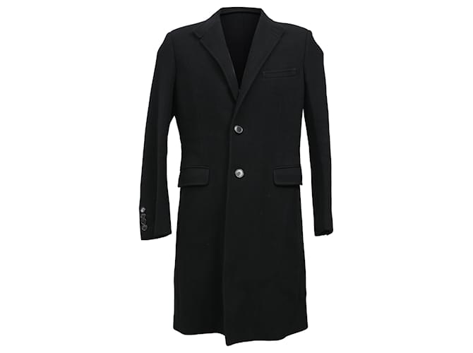 Cappotto monopetto Saint Laurent con tasche in lana nera Nero