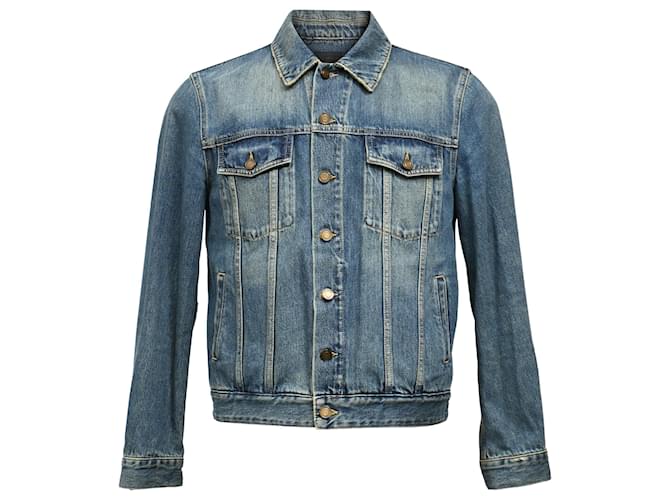 Giacca lavata Saint Laurent in denim di cotone blu Blu chiaro
