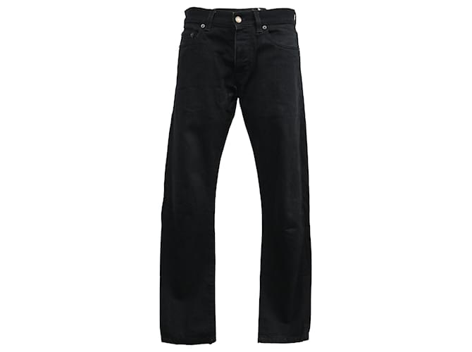 Jeans a gamba dritta in denim di cotone nero Saint Laurent