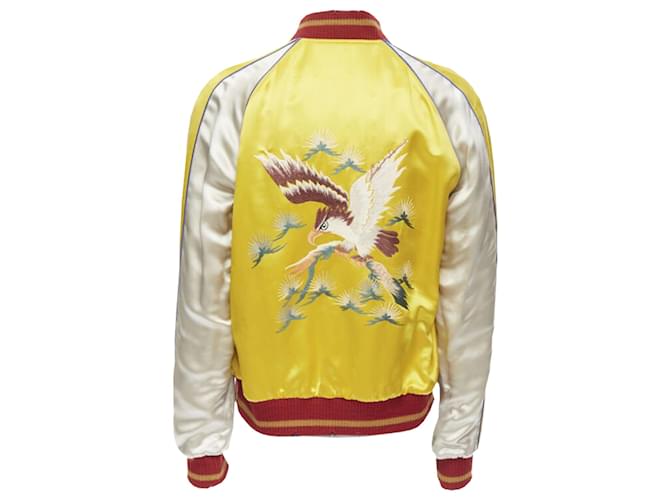 Teddy Bomber reversibile con ricamo di uccello Saint Laurent Giallo