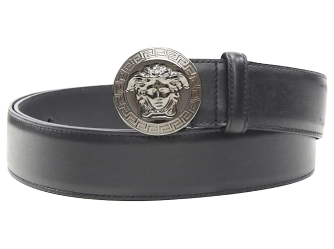 Cintura in pelle con medaglione Medusa Biggie di Versace Nero