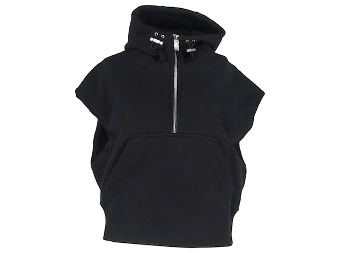 Felpa con zip a metà e maniche corte Givenchy in cotone nero