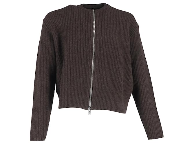 Cardigan in lana marrone con zip di Givenchy Rosso