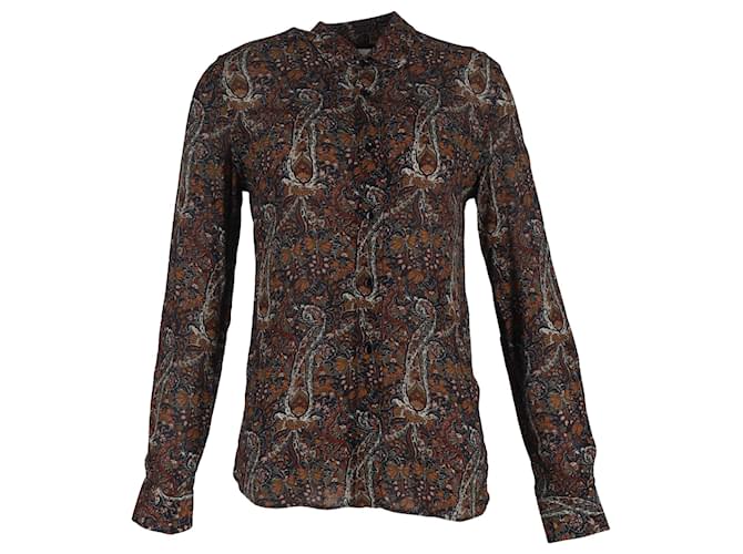 Camicia stampata Paisley Saint Laurent in viscosa marrone Rosso