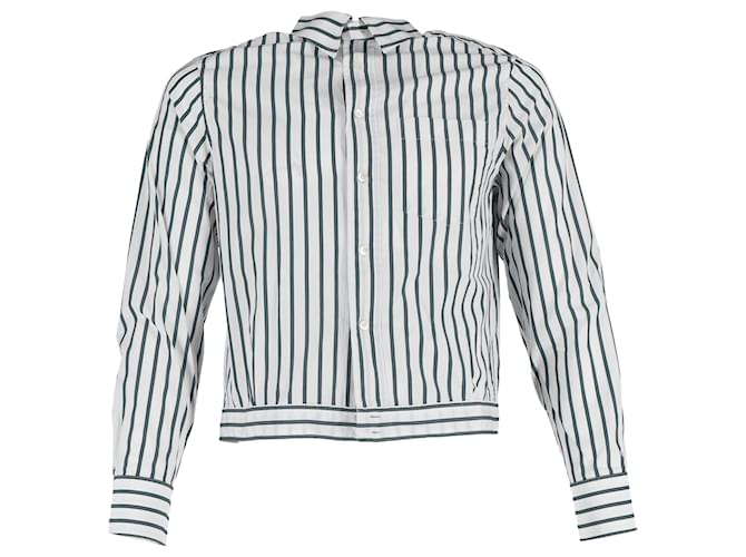 Camicia blouson a righe con bottoni Lanvin in cotone bianco e verde