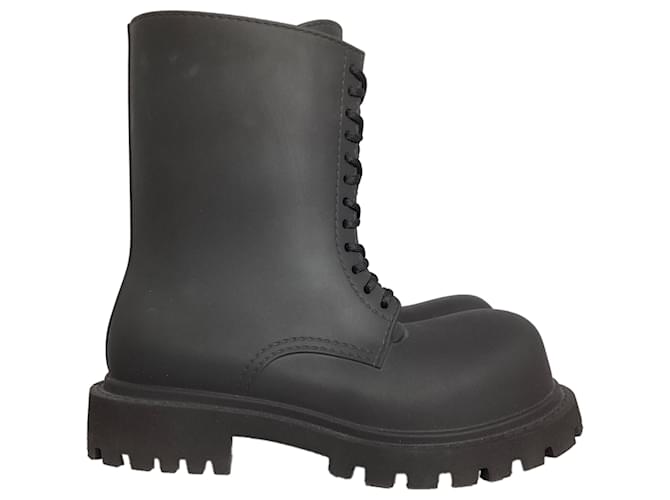 Stivali con lacci in gomma nera Balenciaga Steroid Nero