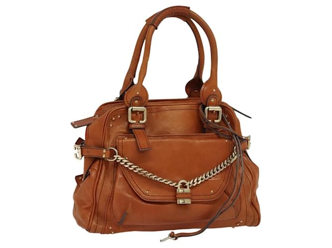 Chloé Borsa a mano Chloe Paddington in pelle marrone oro argento Auth 113680 D'oro
