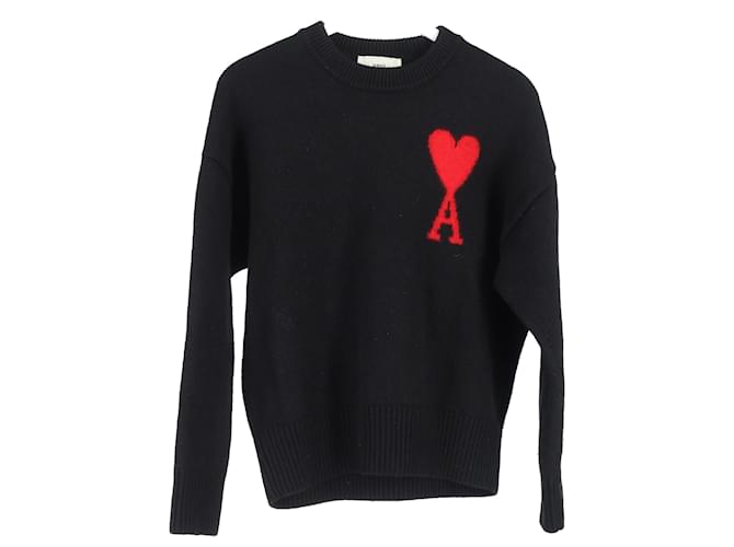 Maglione girocollo Ami De Coeur in lana nera Nero