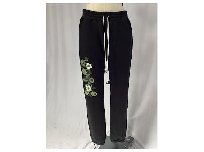Pantaloni da jogging in cotone nero con logo ricamato Amiri