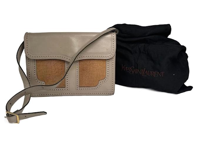 Borsa in pelle vintage Yves Saint Laurent 2 vie Y-Satchel Grigio