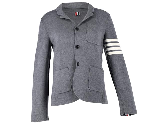 Blazer in maglia grigio in lana 4-Bar di Thom Browne