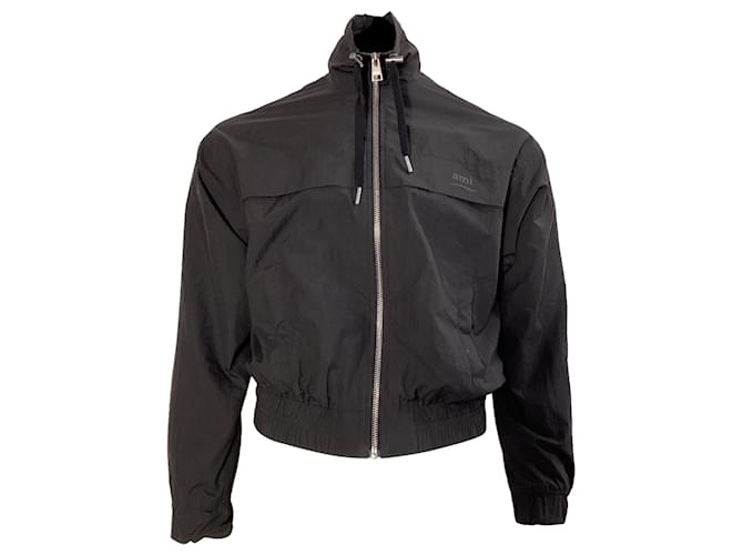 Giacca a vento Ami de Cœur in poliamide nera AMI Paris Nero