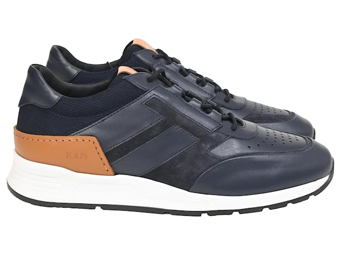 Sneakers basse Tod's in pelle e suede blu navy