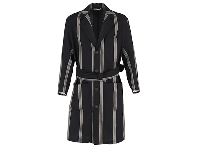 Cappotto a righe con cintura in lana di Vivienne Westwood Nero