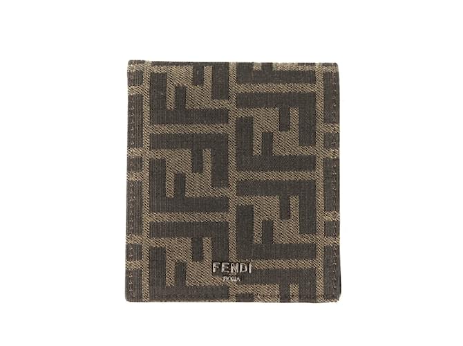 Portafoglio in pelle jacquard Zucca Fendi Marrone Nero Beige