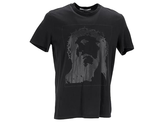 T-shirt in cotone nero stampata Givenchy Gesù Corona di Spine