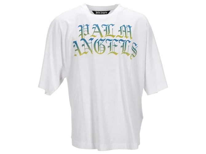 T-shirt oversize con logo gotico Palm Angels in cotone bianco