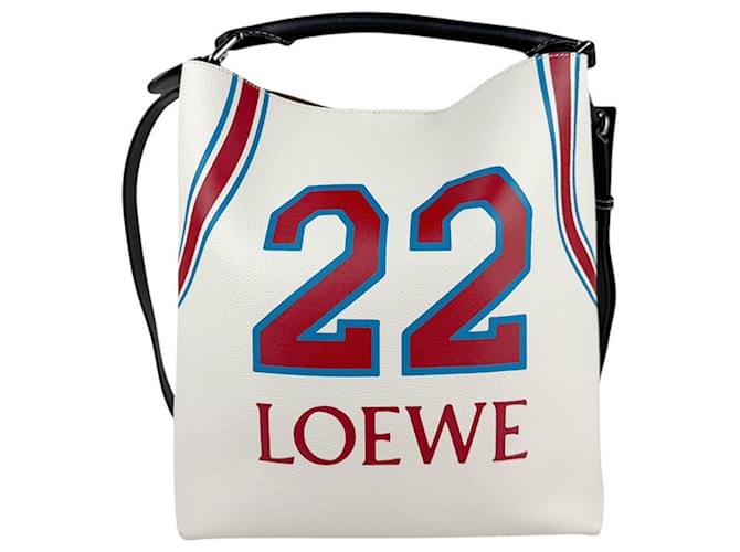 Borsa a mano Loewe Borsa a spalla T Bucket Nero Rosso Blu Bianco sporco