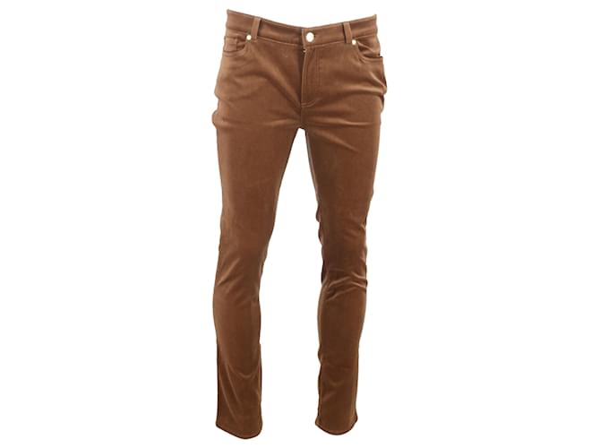 Pantaloni slim-fit a vita media Loro Piana in cotone marrone Rosso