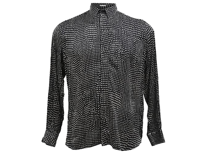 Camicia Pointillismo Saint Laurent in seta nera
