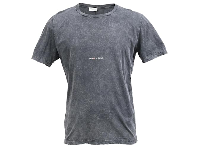 T-shirt Saint Laurent Logo Rive Gauche in cotone grigio
