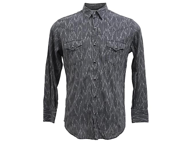 Camicia Western Ikat Saint Laurent 2017 in cotone nero