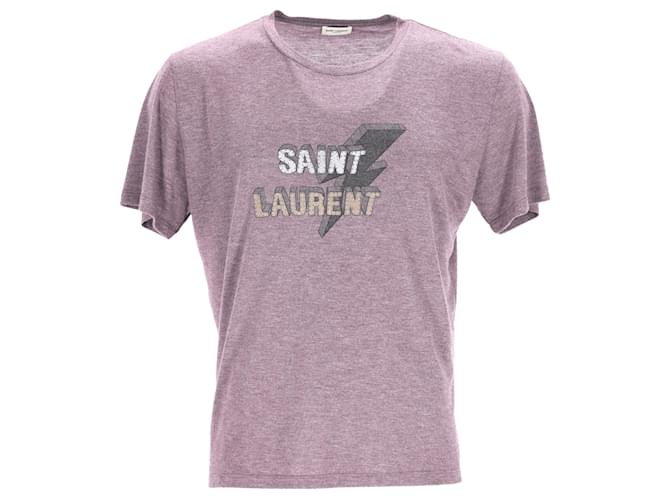 T-shirt Saint Laurent Lightning Bolt in cotone grigio