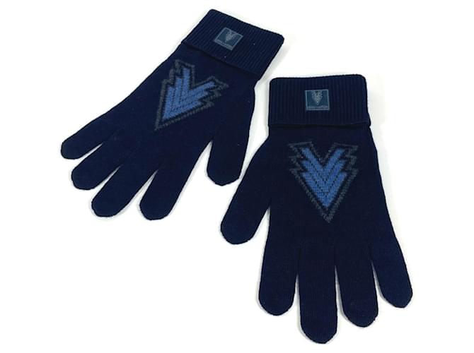Guanti corti in lana navy Louis Vuitton Blu navy