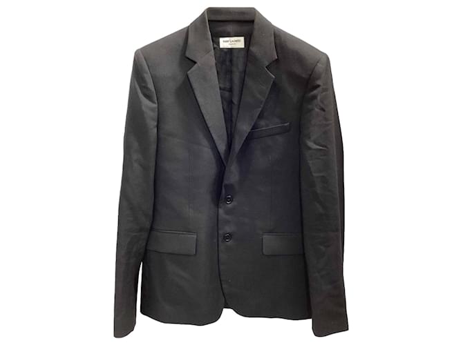 Abito classico con rever in lana nera Saint Laurent Nero