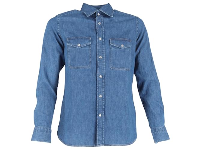 Camicia in denim Tom Ford Wested in cotone blu