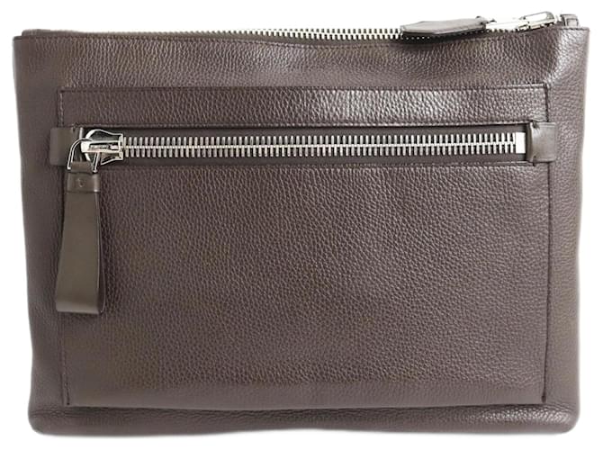 Pochette in pelle Big Zip di Tom Ford Marrone